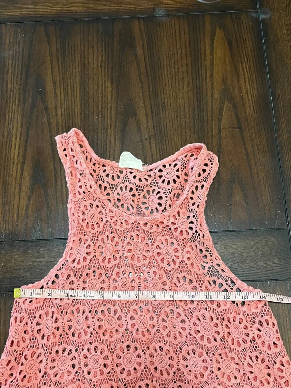 Anthropologie Pins and Needles Pink Crochet Knit Sweater Tank Top Women's Medium - Picture 6 of 7